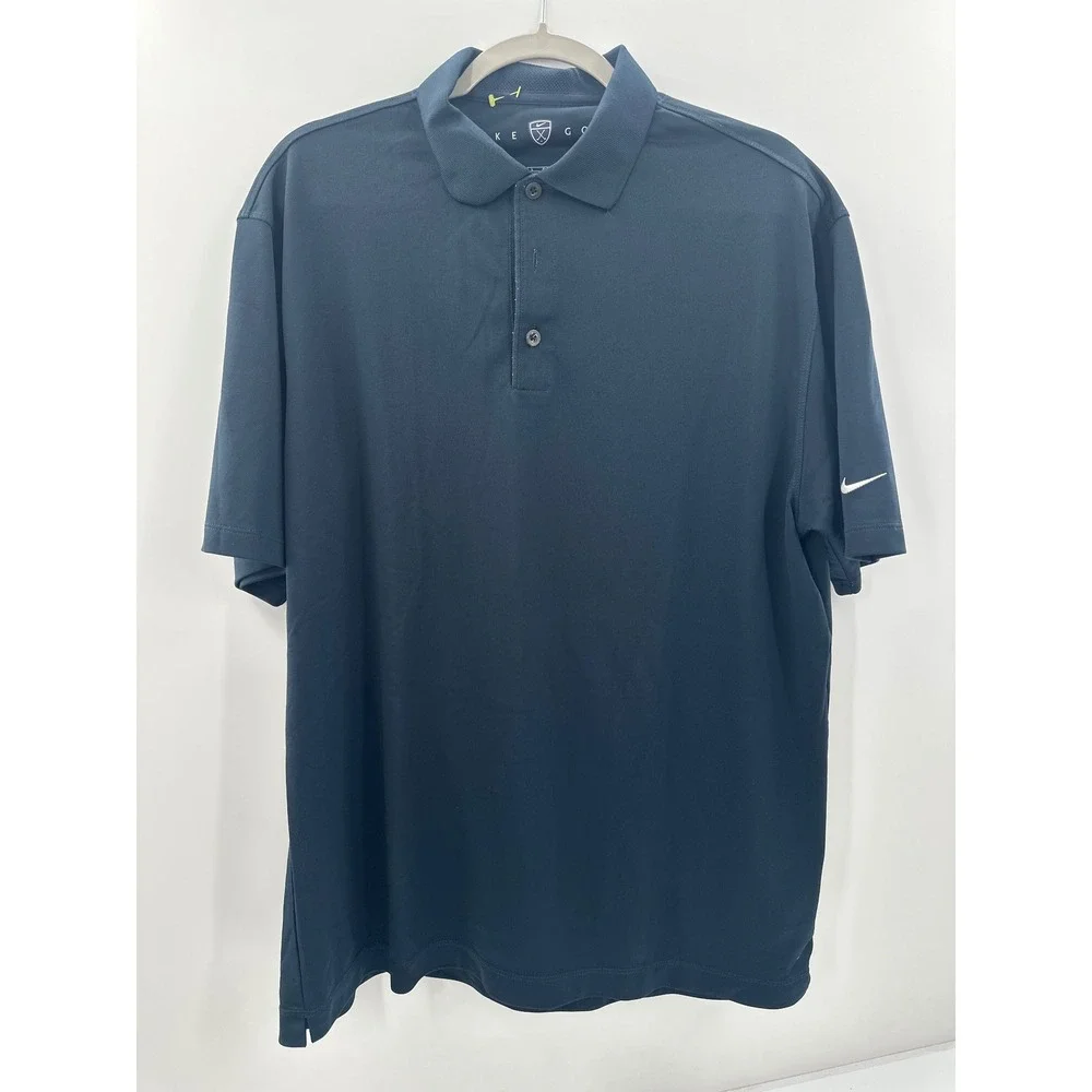Nike Golf Mens Large Navy Blue Fit Dry Short Sleeve Polo Shirt Performance L